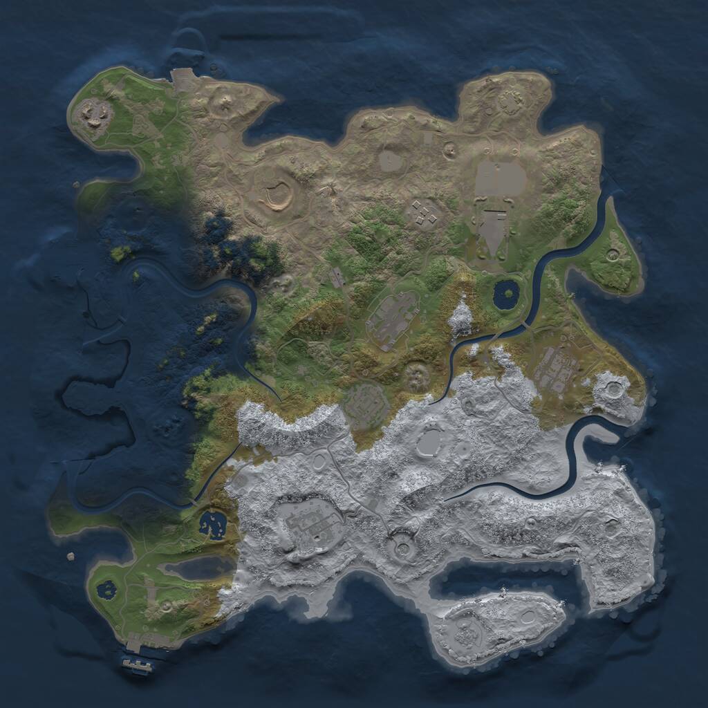 Rust Map: Procedural Map, Size: 3700, Seed: 861678565, 15 Monuments