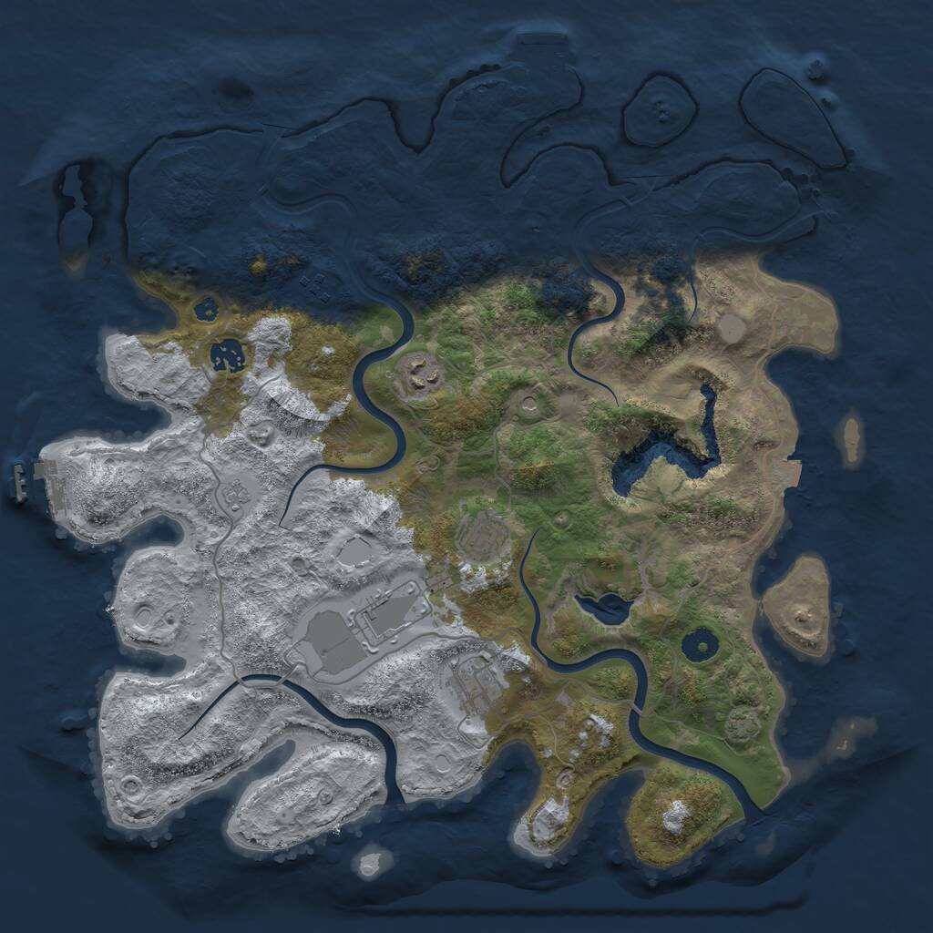 Rust Map: Procedural Map, Size: 4000, Seed: 1977831036, 12 Monuments