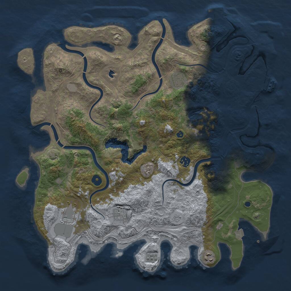 Rust Map: Procedural Map, Size: 4250, Seed: 1333583979, 12 Monuments