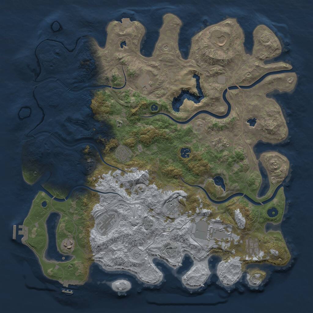 Rust Map: Procedural Map, Size: 4500, Seed: 10221964, 17 Monuments