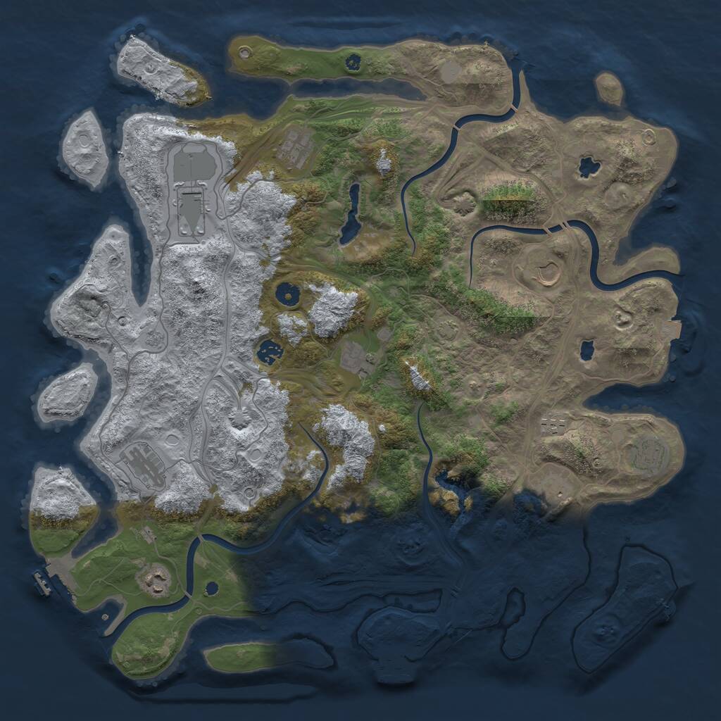 Rust Map: Procedural Map, Size: 4500, Seed: 5012025, 16 Monuments