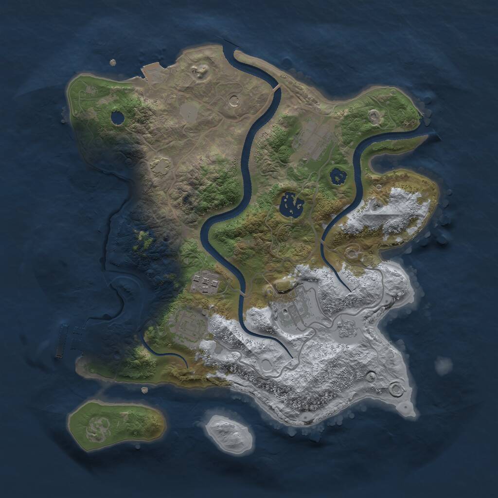 Rust Map: Procedural Map, Size: 3000, Seed: 1745916463, 10 Monuments