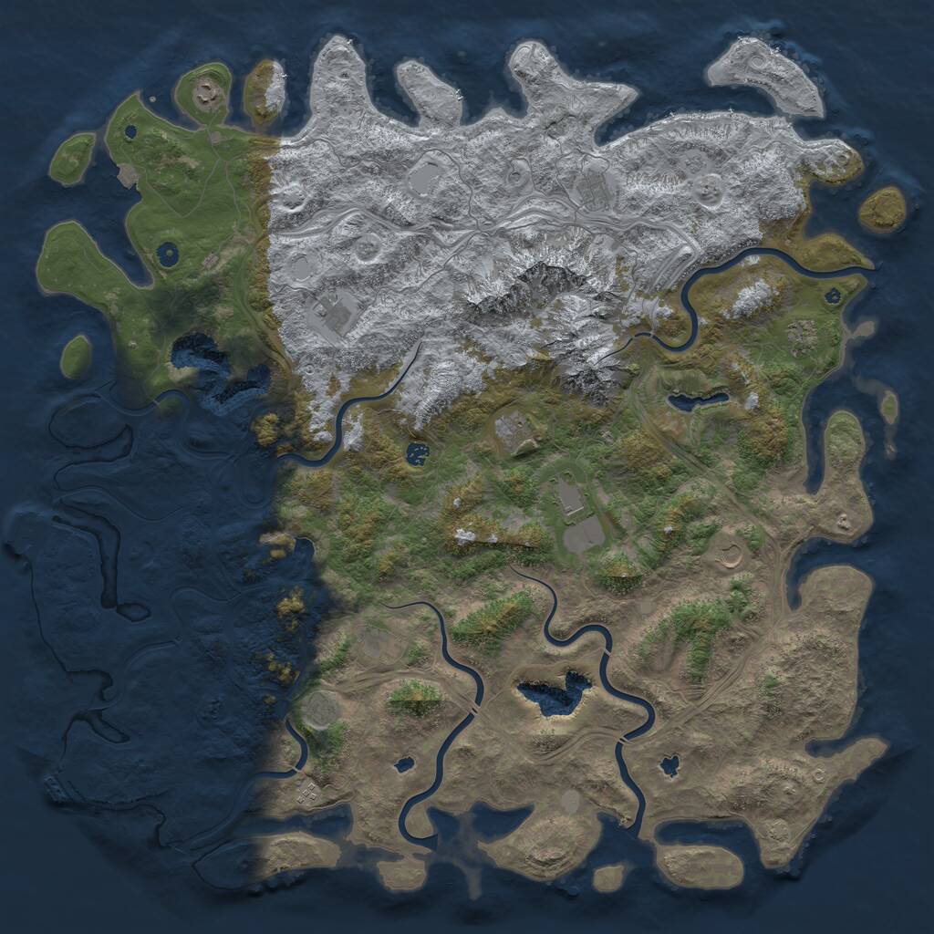 Rust Map: Procedural Map, Size: 6000, Seed: 578456, 17 Monuments