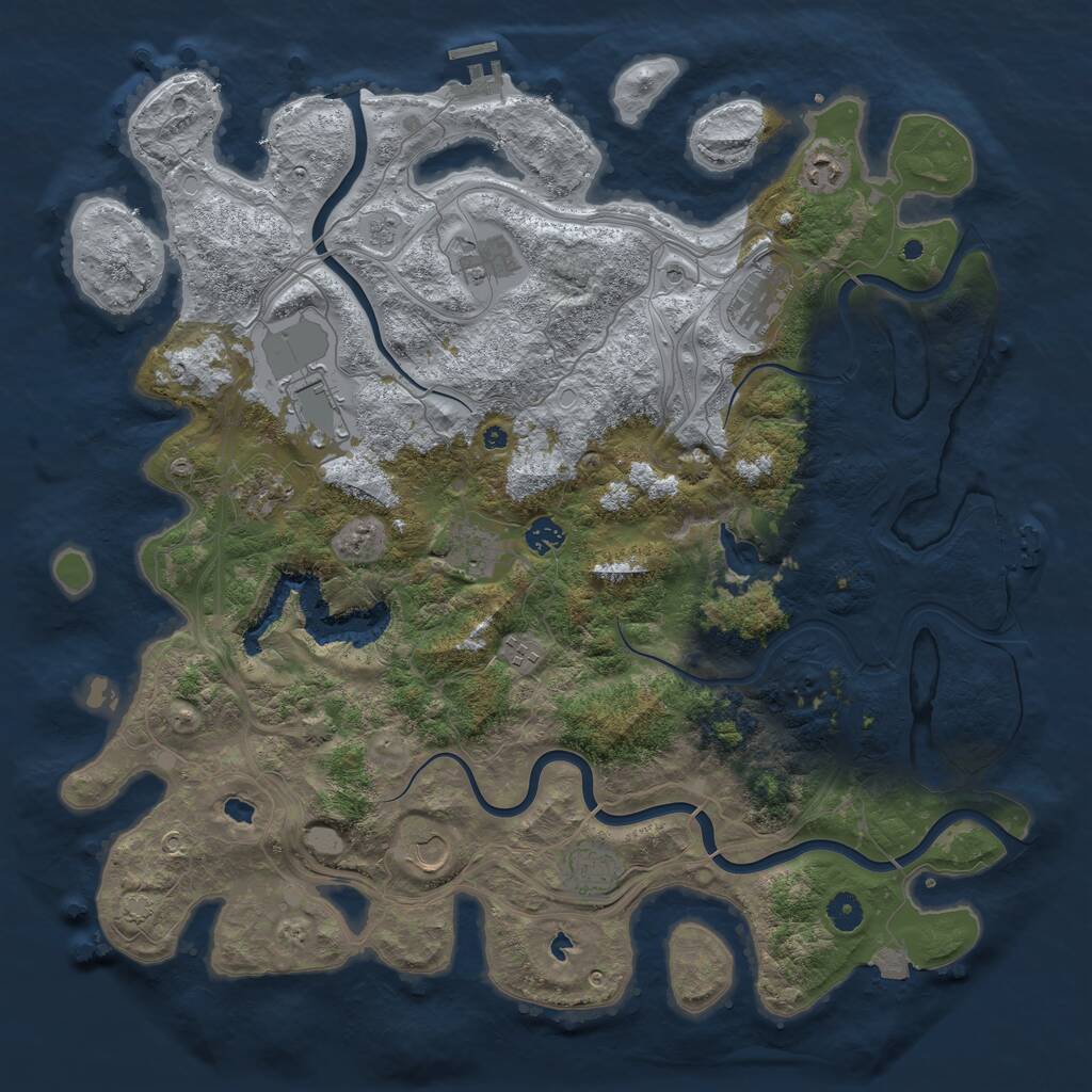 Rust Map: Procedural Map, Size: 4500, Seed: 1315676930, 16 Monuments