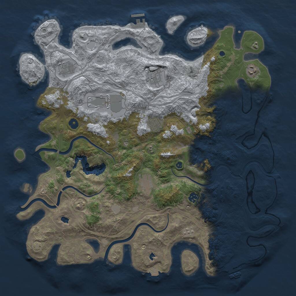 Rust Map: Procedural Map, Size: 4500, Seed: 1315676930, 14 Monuments