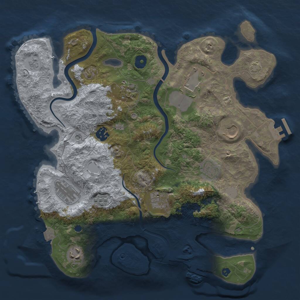 Rust Map: Procedural Map, Size: 3500, Seed: 878976445, 15 Monuments