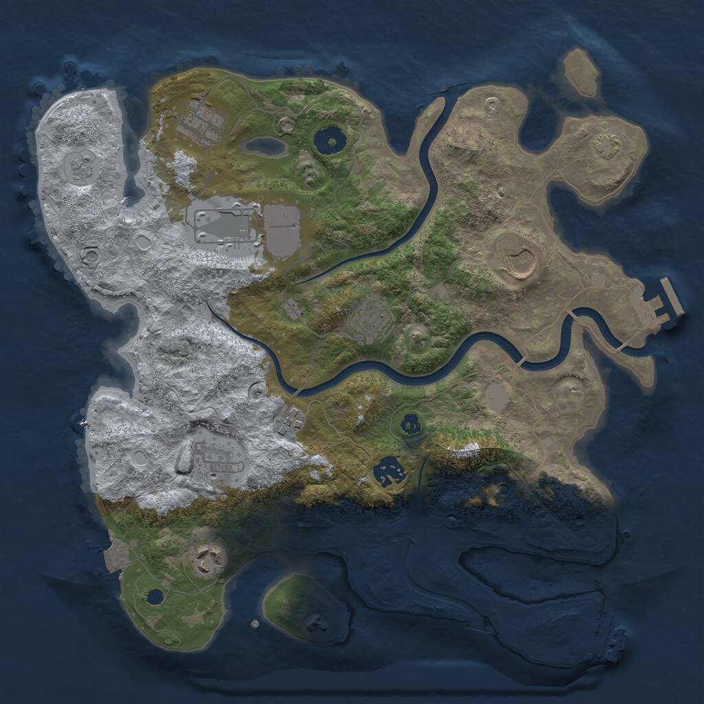 Rust Map: Procedural Map, Size: 3500, Seed: 878976445, 14 Monuments