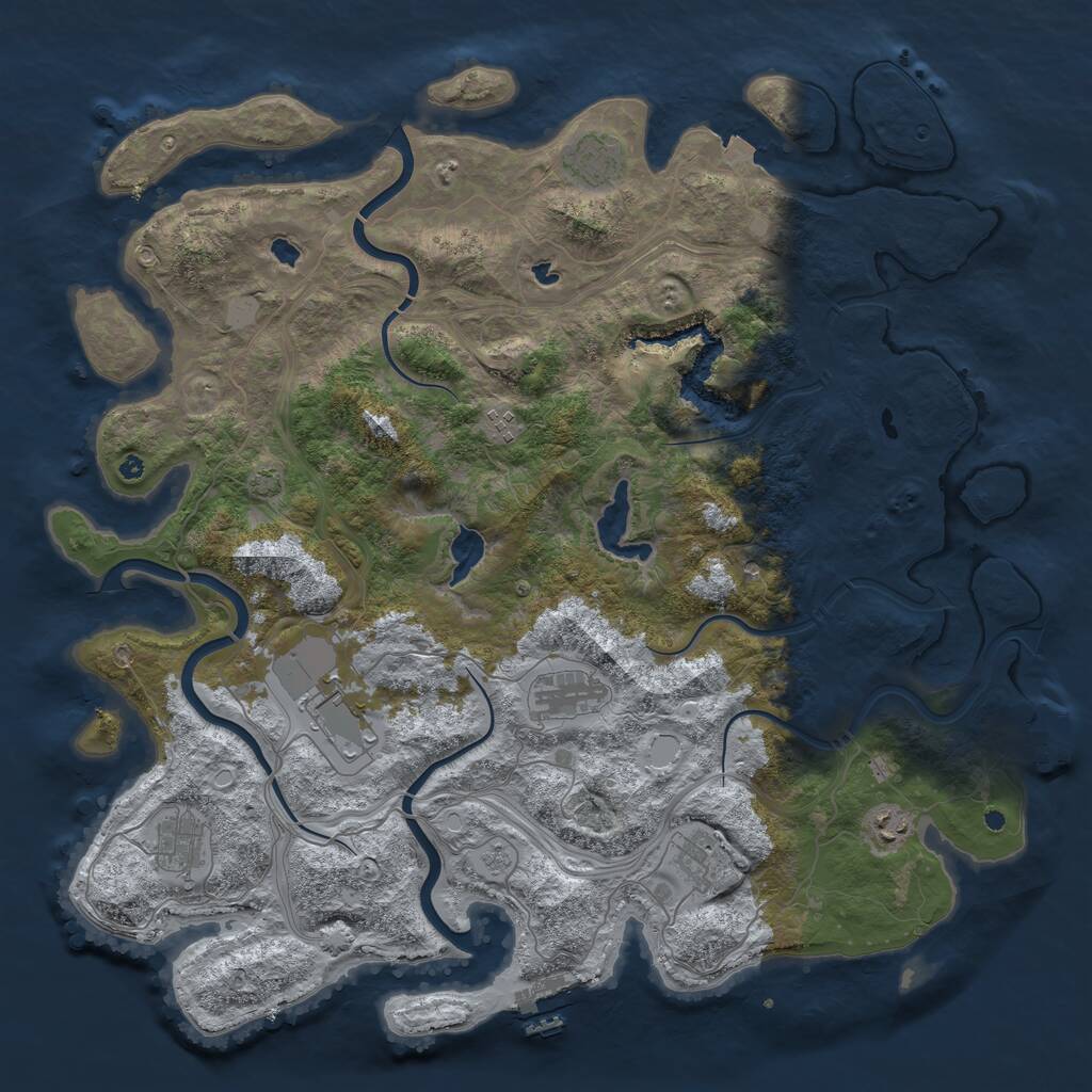 Rust Map: Procedural Map, Size: 4500, Seed: 2102270591, 13 Monuments