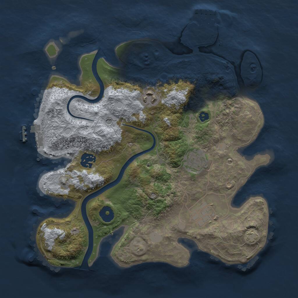 Rust Map: Procedural Map, Size: 3000, Seed: 59551, 9 Monuments