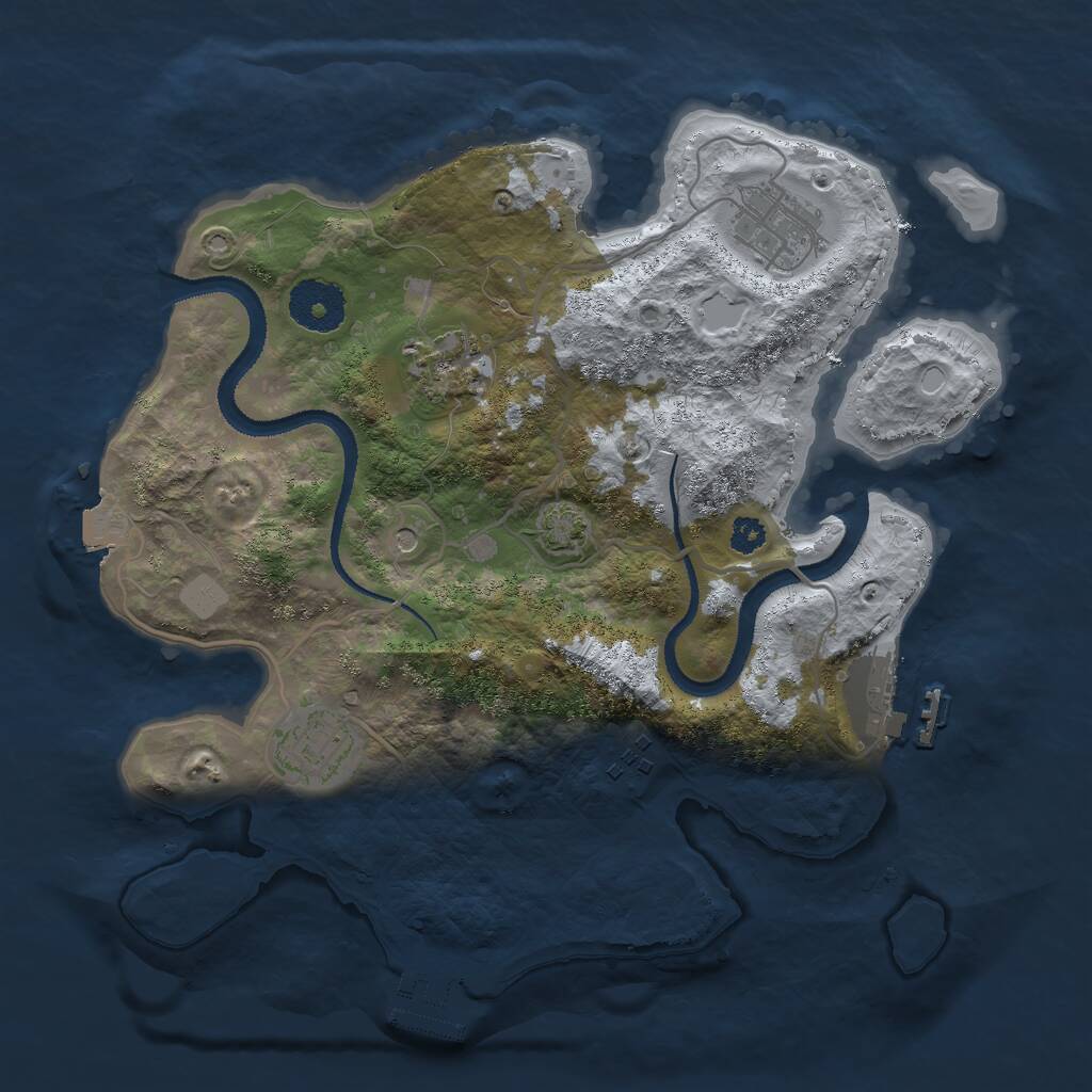 Rust Map: Procedural Map, Size: 3000, Seed: 647245062, 9 Monuments