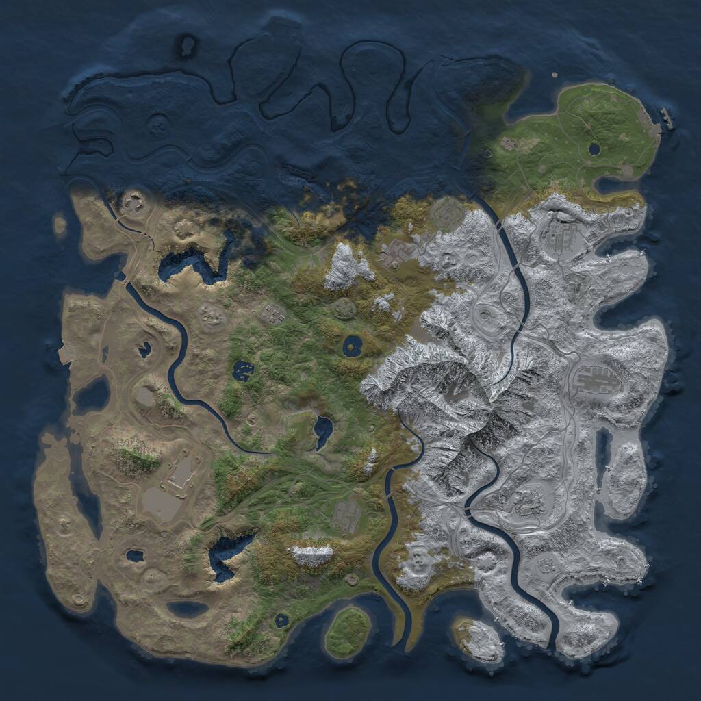Rust Map: Procedural Map, Size: 5000, Seed: 1837808926, 16 Monuments