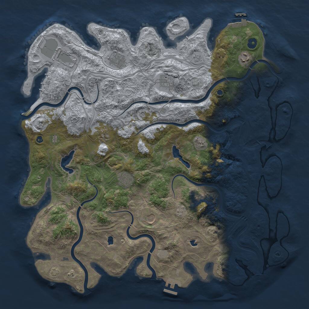 Rust Map: Procedural Map, Size: 4500, Seed: 553490095, 14 Monuments