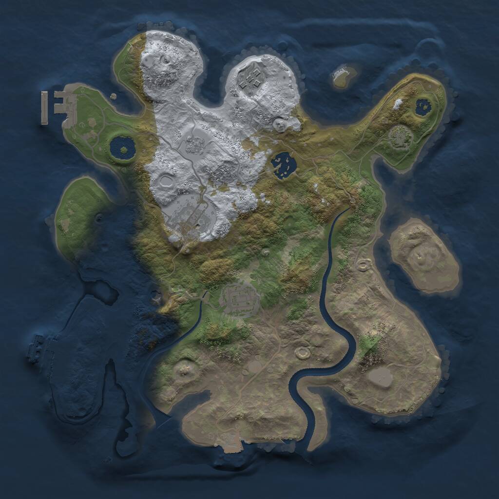 Rust Map: Procedural Map, Size: 3000, Seed: 64581321, 10 Monuments