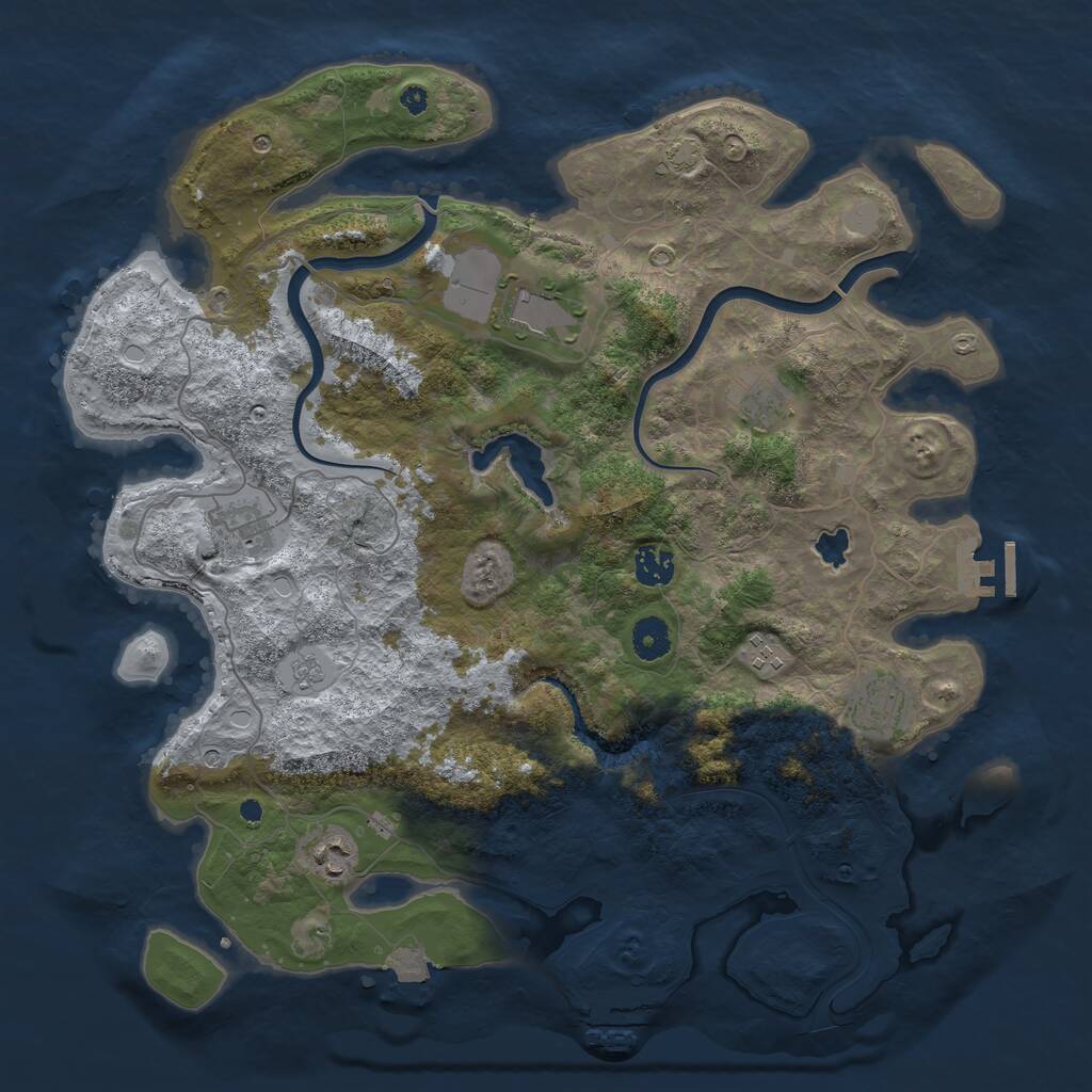 Rust Map: Procedural Map, Size: 4000, Seed: 34654353, 13 Monuments
