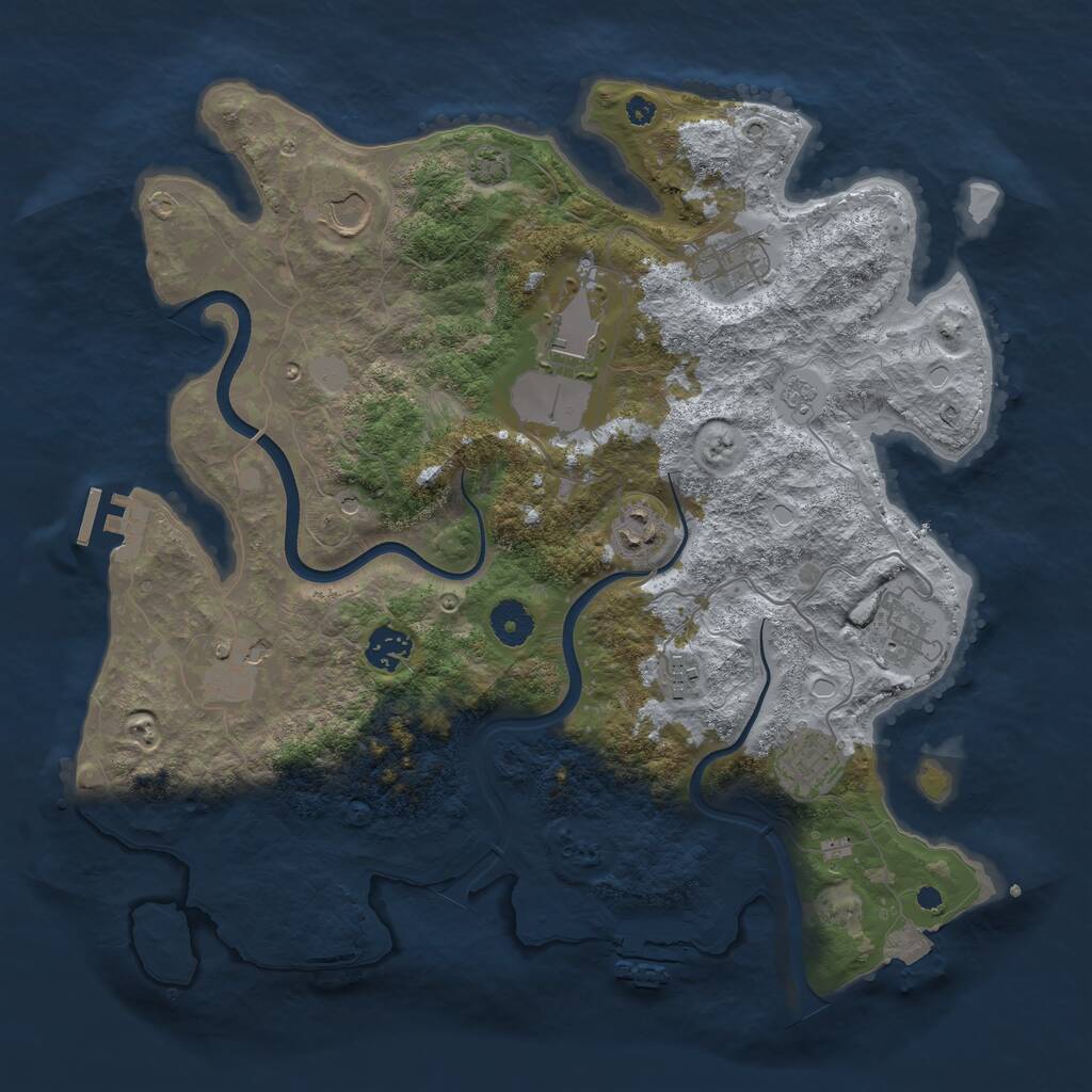 Rust Map: Procedural Map, Size: 3750, Seed: 607425691, 15 Monuments