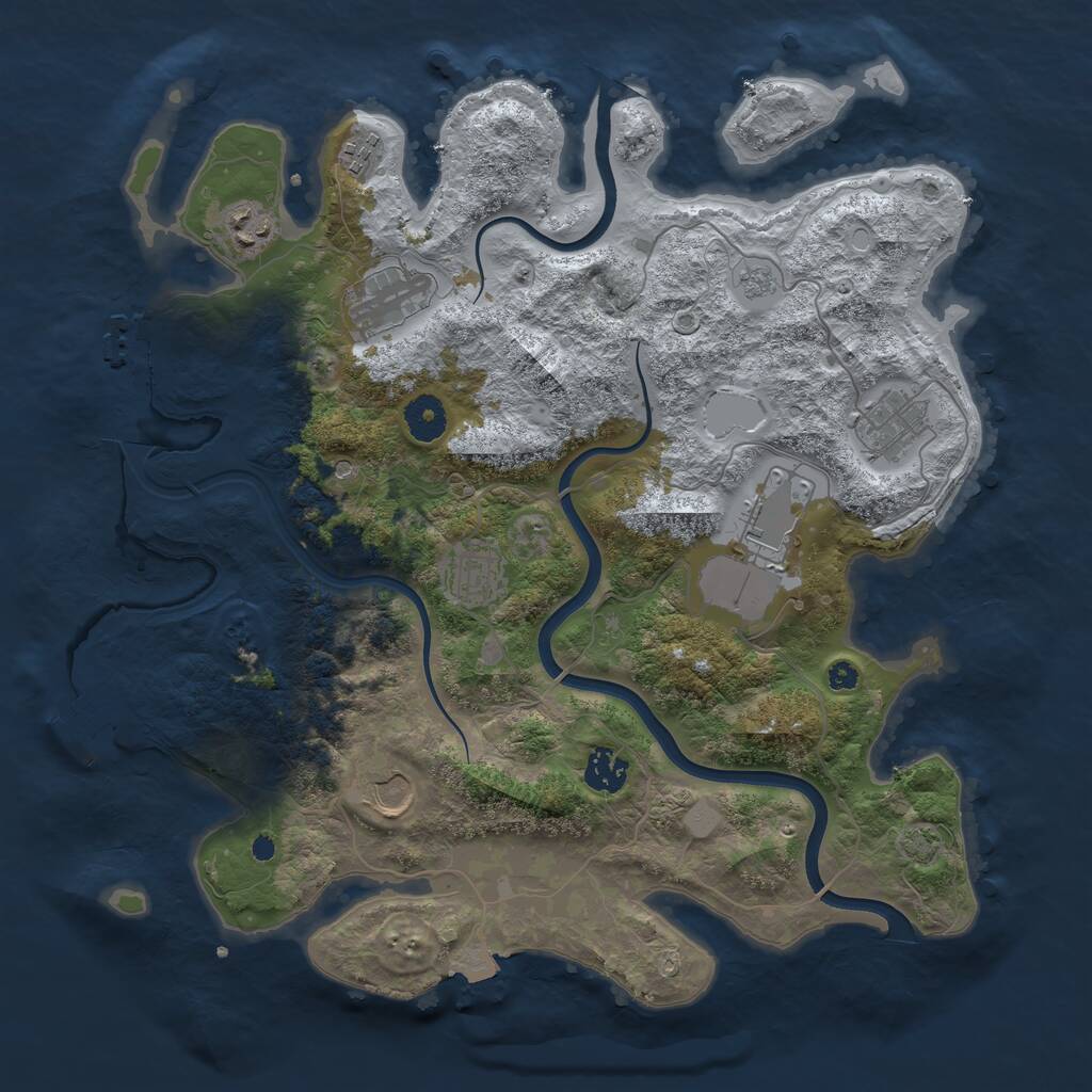 Rust Map: Procedural Map, Size: 3750, Seed: 1477285406, 14 Monuments