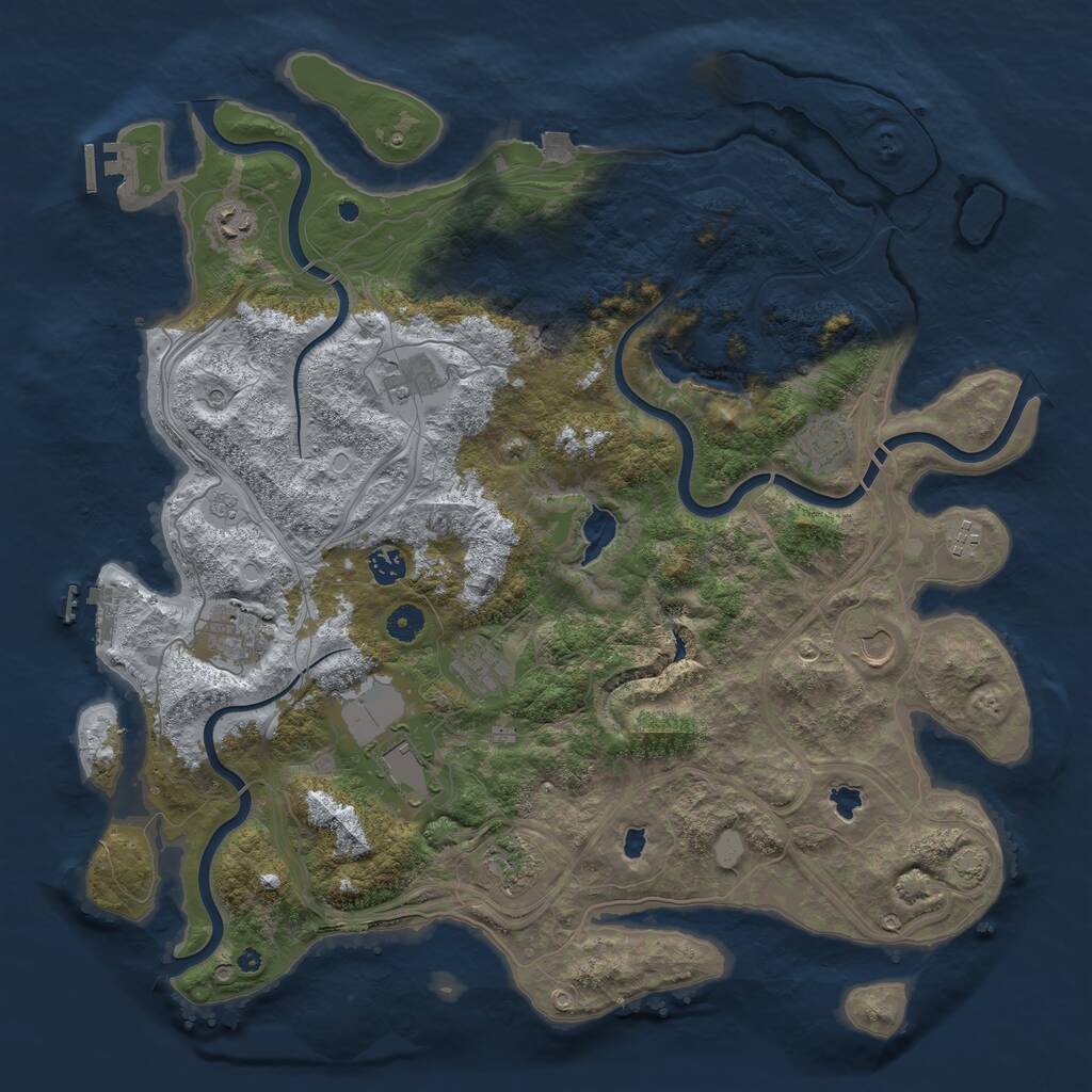 Rust Map: Procedural Map, Size: 4500, Seed: 930829872, 16 Monuments