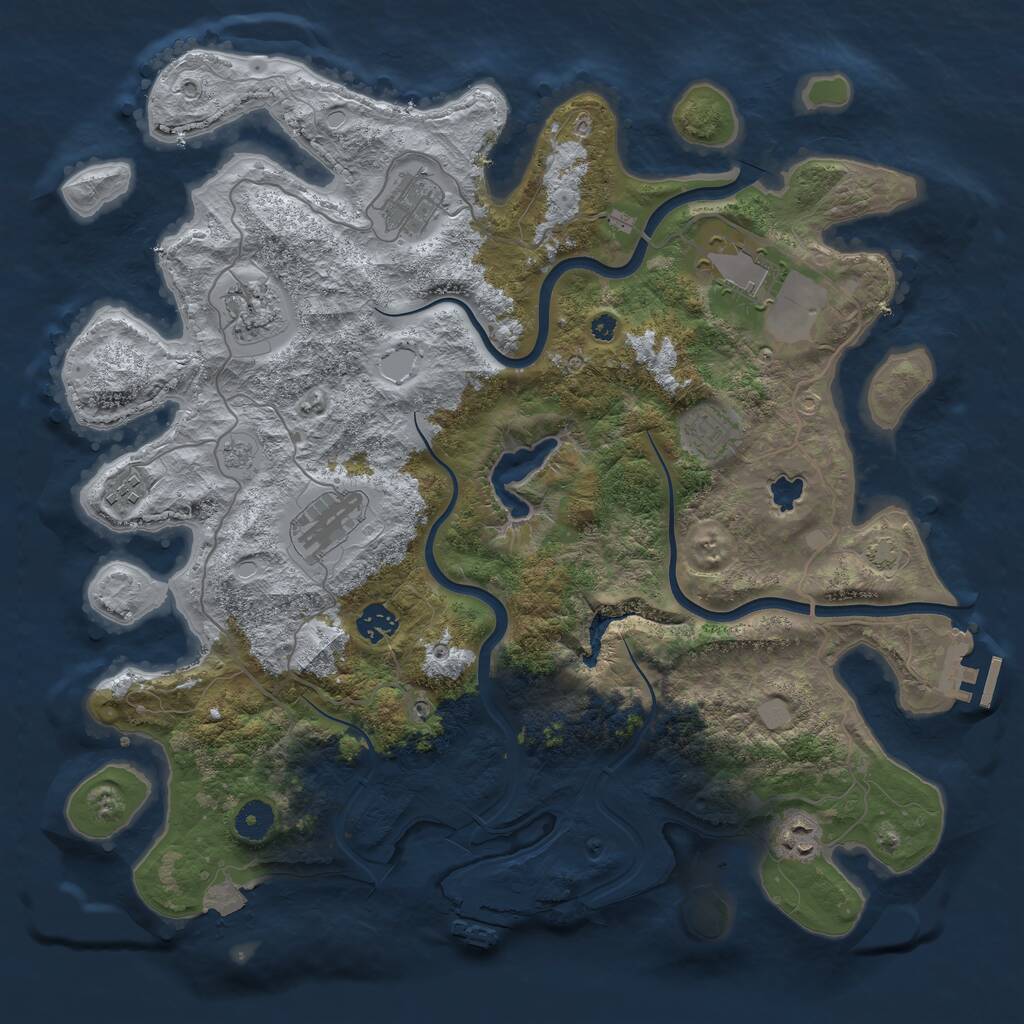 Rust Map: Procedural Map, Size: 4000, Seed: 2023987932, 14 Monuments