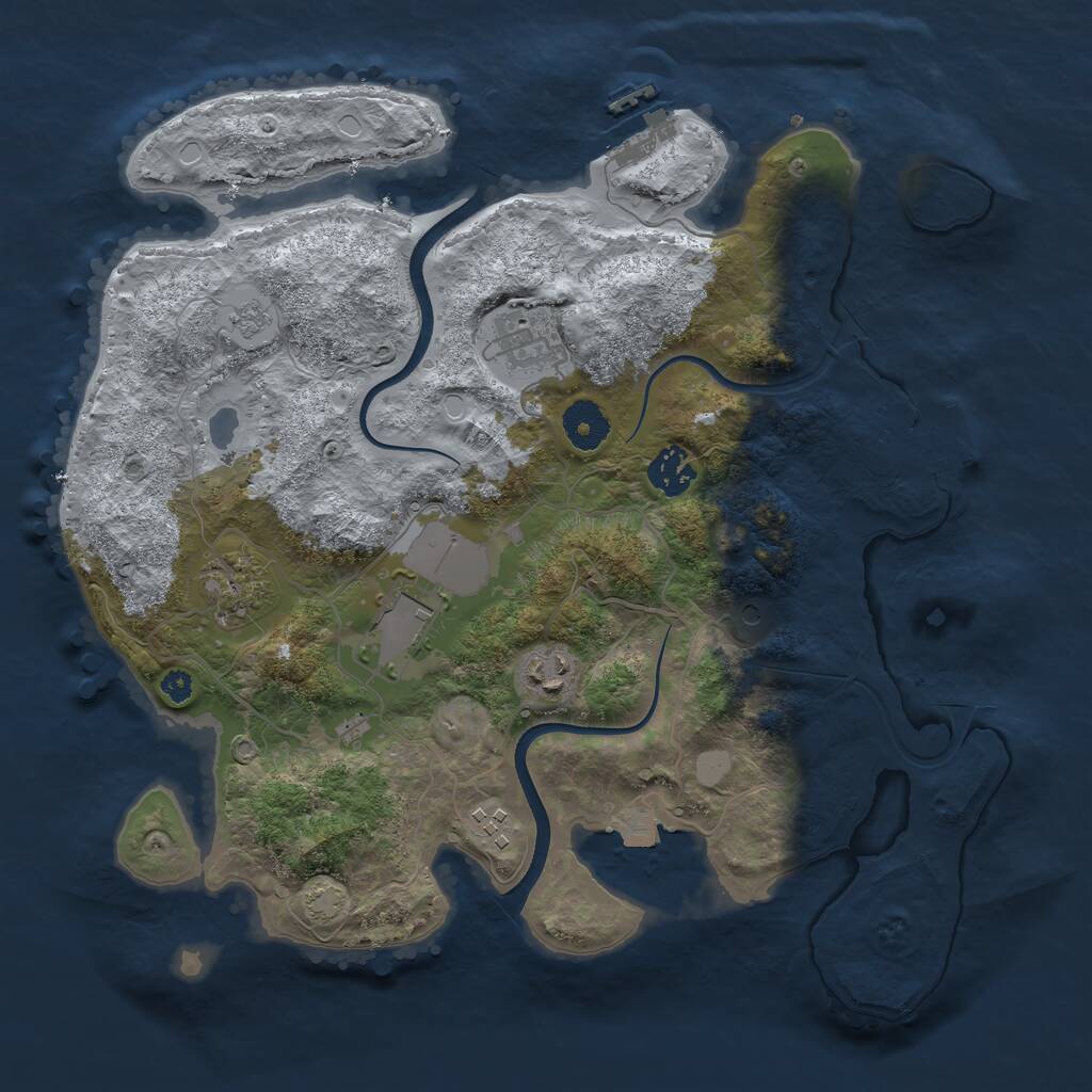 Rust Map: Procedural Map, Size: 3500, Seed: 1787639184, 12 Monuments