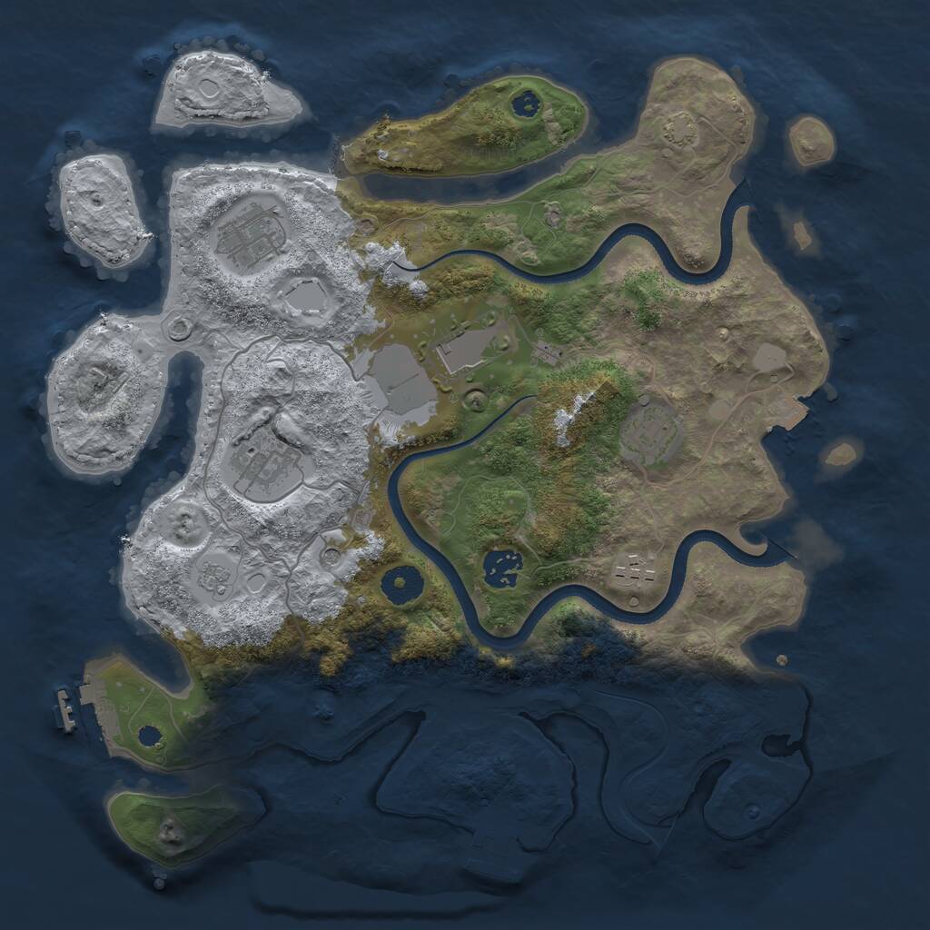 Rust Map: Procedural Map, Size: 3500, Seed: 66845, 12 Monuments