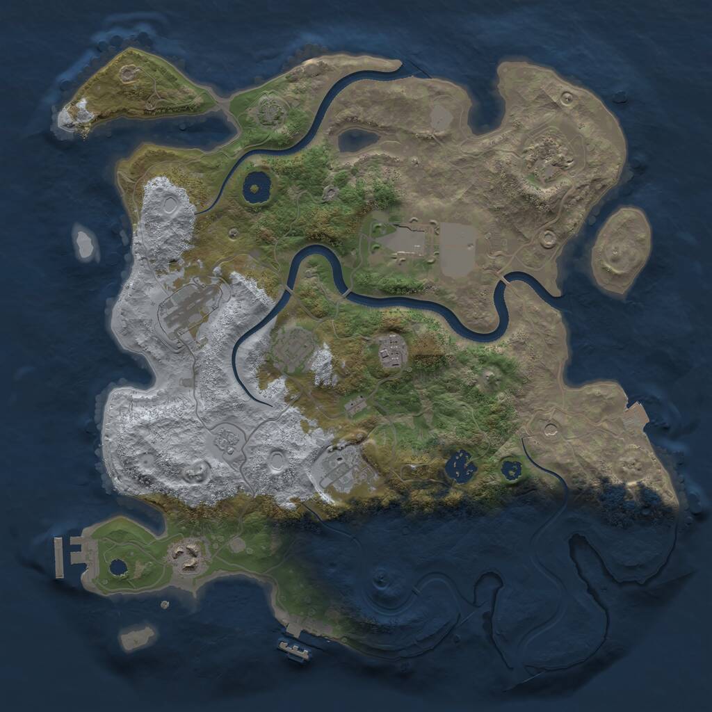 Rust Map: Procedural Map, Size: 3500, Seed: 2090748668, 14 Monuments