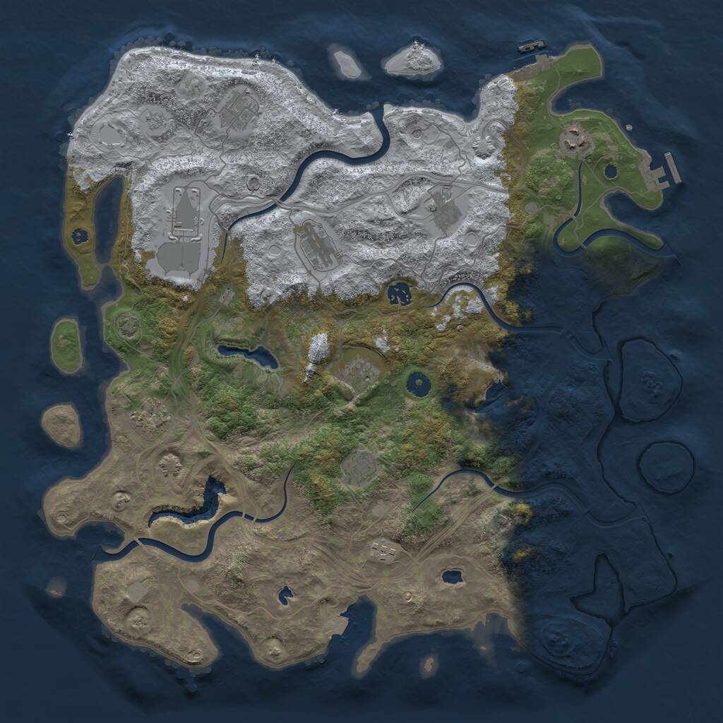 Rust Map: Procedural Map, Size: 4500, Seed: 302356990, 16 Monuments