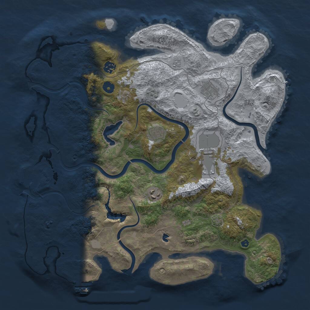 Rust Map: Procedural Map, Size: 4000, Seed: 2124014025, 11 Monuments