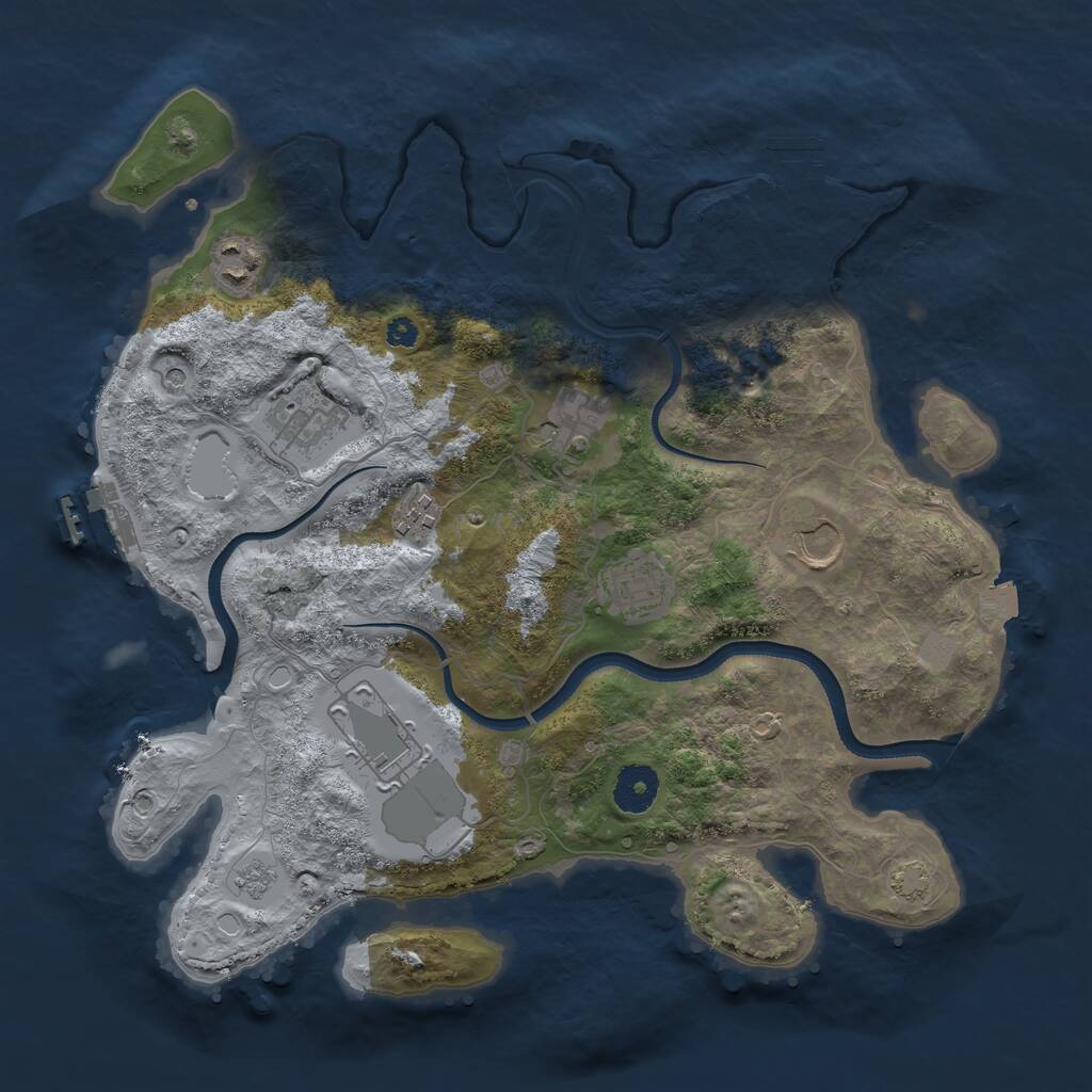 Rust Map: Procedural Map, Size: 3500, Seed: 871687159, 13 Monuments