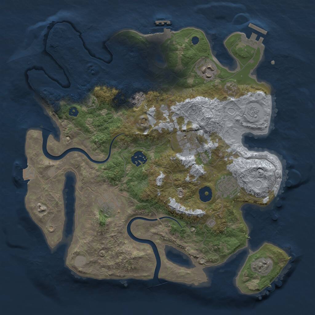 Rust Map: Procedural Map, Size: 3250, Seed: 1760336836, 11 Monuments