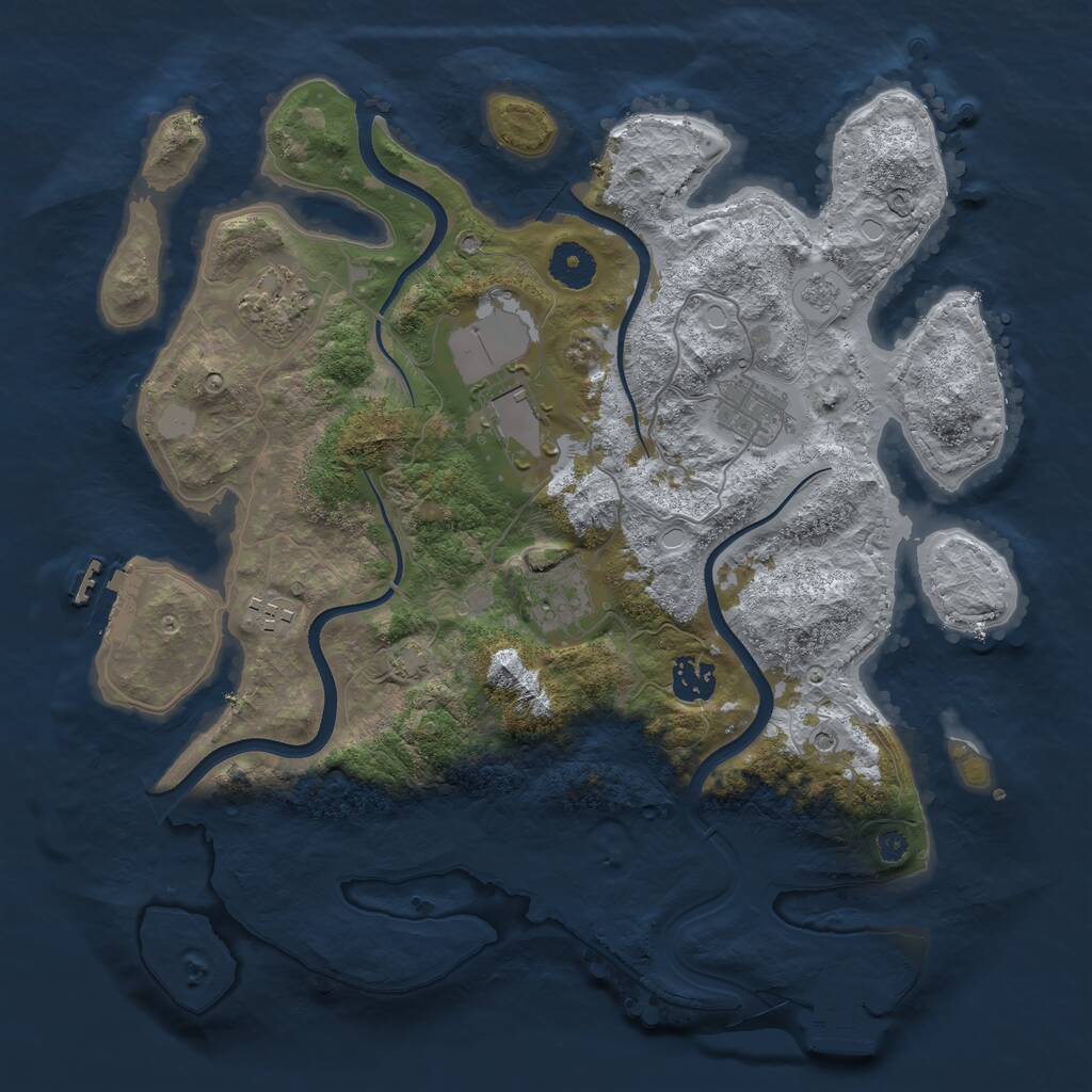 Rust Map: Procedural Map, Size: 3600, Seed: 19571, 12 Monuments