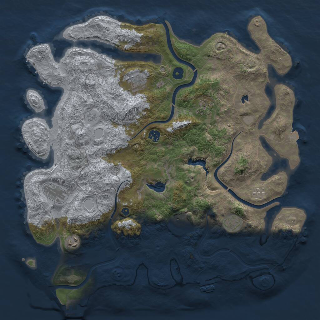 Rust Map: Procedural Map, Size: 4096, Seed: 1805682257, 14 Monuments
