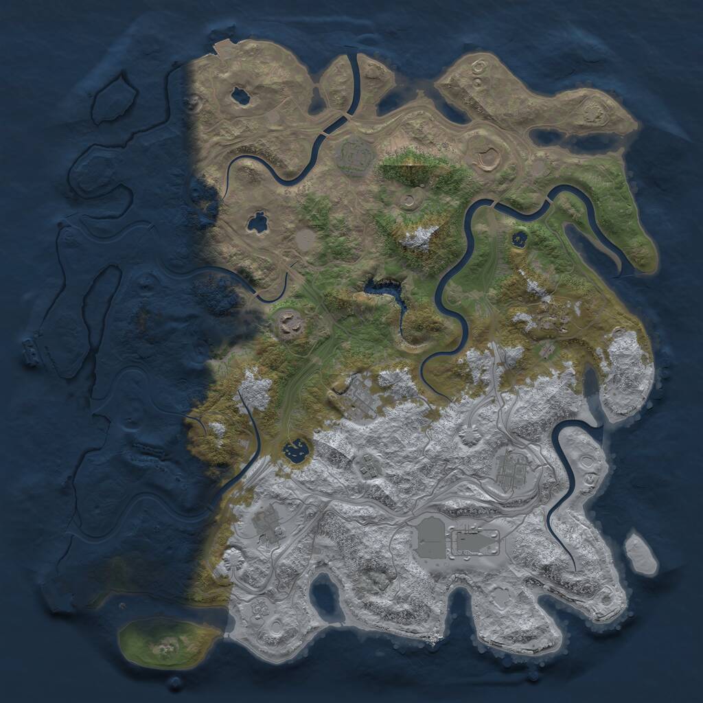 Rust Map: Procedural Map, Size: 4500, Seed: 5341234, 16 Monuments