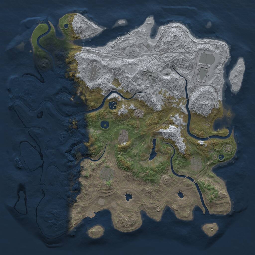 Rust Map: Procedural Map, Size: 4500, Seed: 545493137, 14 Monuments