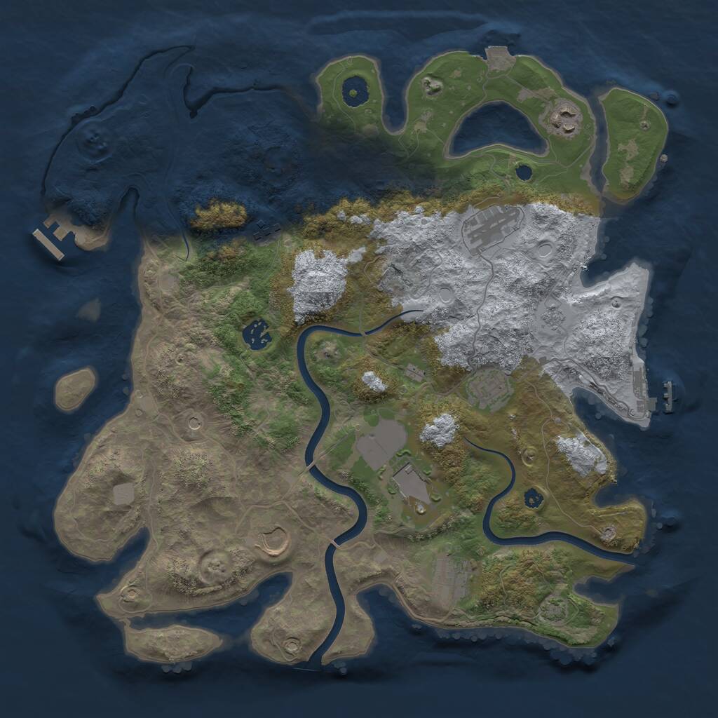 Rust Map: Procedural Map, Size: 3750, Seed: 1356483568, 14 Monuments