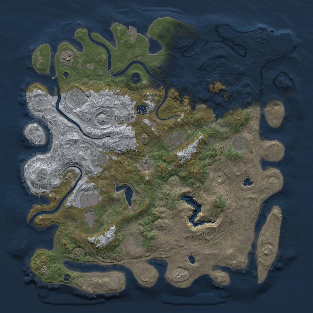 Rust Map: Procedural Map, Size: 4500, Seed: 278605816, 14 Monuments