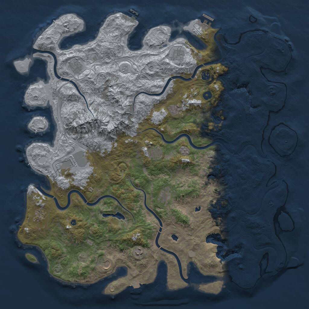 Rust Map: Procedural Map, Size: 5250, Seed: 104858989, 17 Monuments