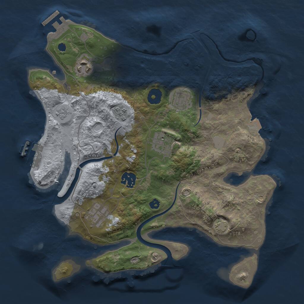 Rust Map: Procedural Map, Size: 3000, Seed: 1099716855, 11 Monuments