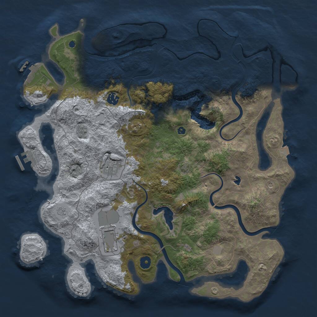 Rust Map: Procedural Map, Size: 4000, Seed: 231548, 10 Monuments
