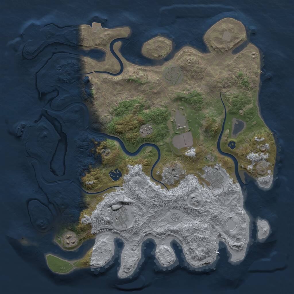 Rust Map: Procedural Map, Size: 3750, Seed: 718086042, 13 Monuments