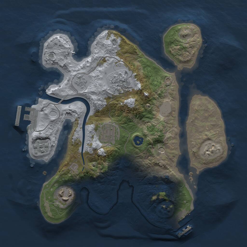 Rust Map: Procedural Map, Size: 2500, Seed: 1507034991, 9 Monuments
