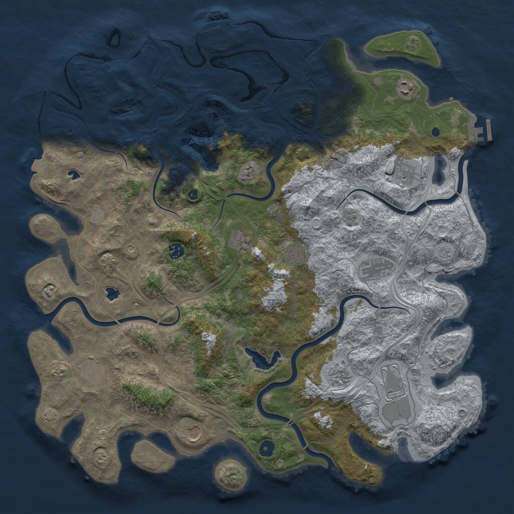 Rust Map: Procedural Map, Size: 4840, Seed: 2038778688, 17 Monuments