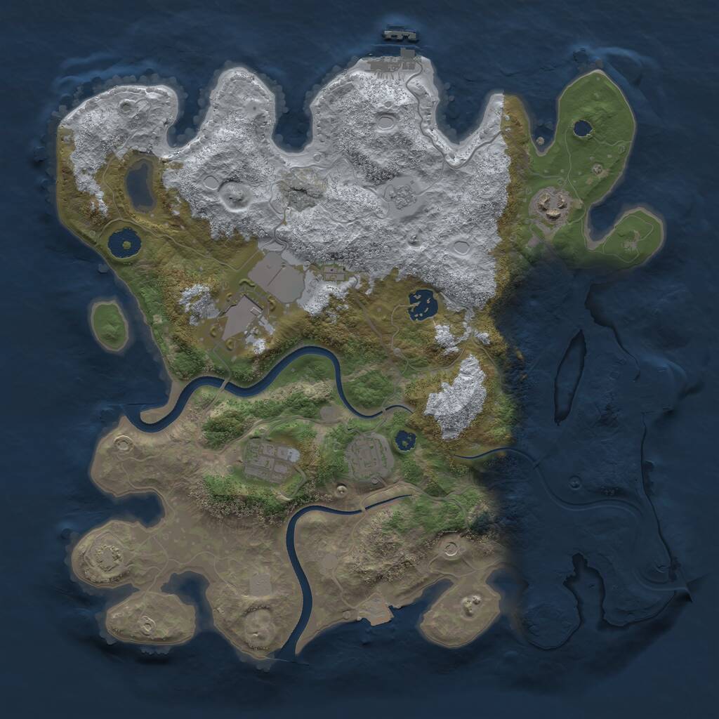 Rust Map: Procedural Map, Size: 3500, Seed: 405451372, 11 Monuments