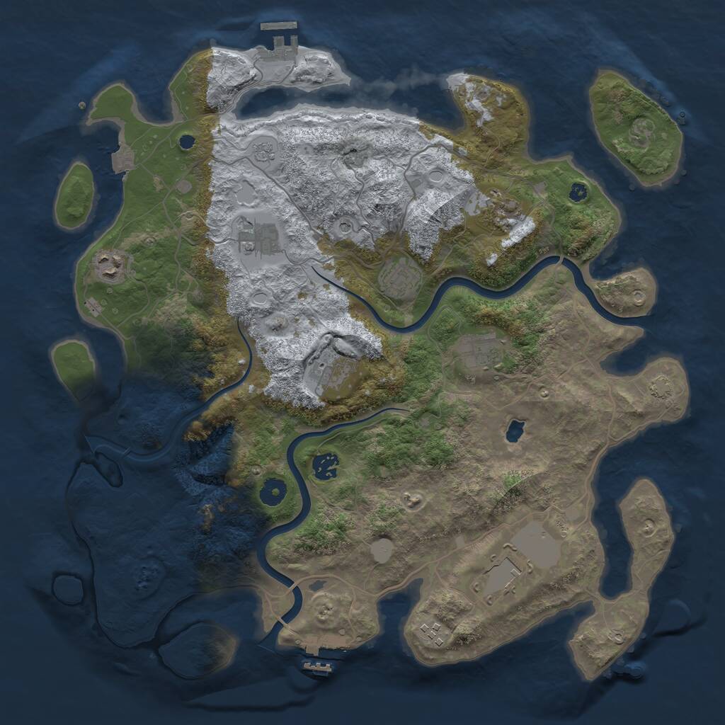 Rust Map: Procedural Map, Size: 4000, Seed: 518882827, 15 Monuments