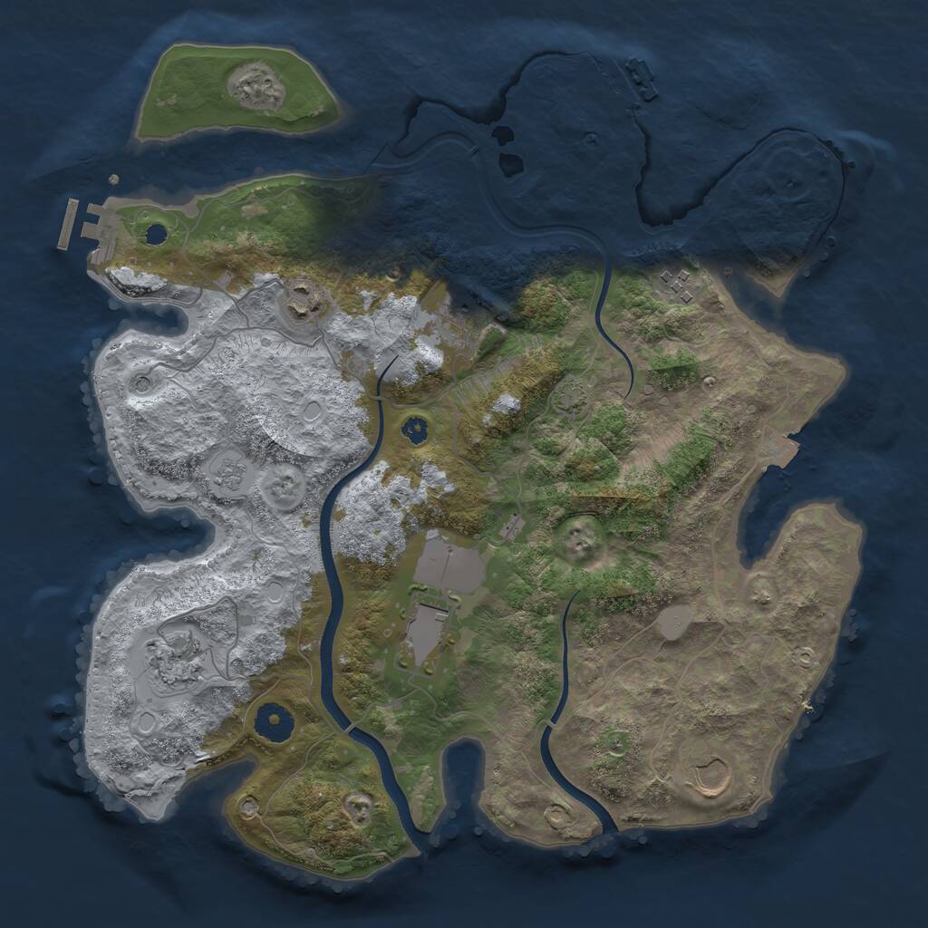 Rust Map: Procedural Map, Size: 3600, Seed: 2091092080, 12 Monuments