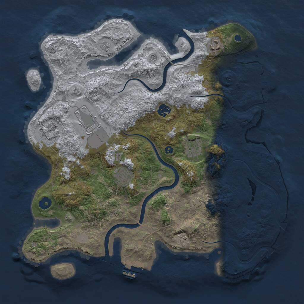 Rust Map: Procedural Map, Size: 3700, Seed: 1078689986, 13 Monuments