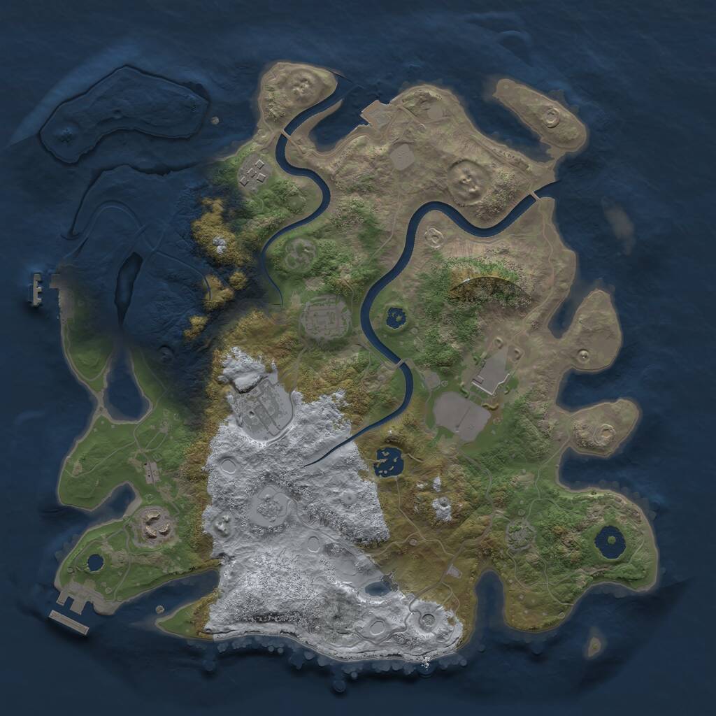 Rust Map: Procedural Map, Size: 3500, Seed: 473838257, 12 Monuments