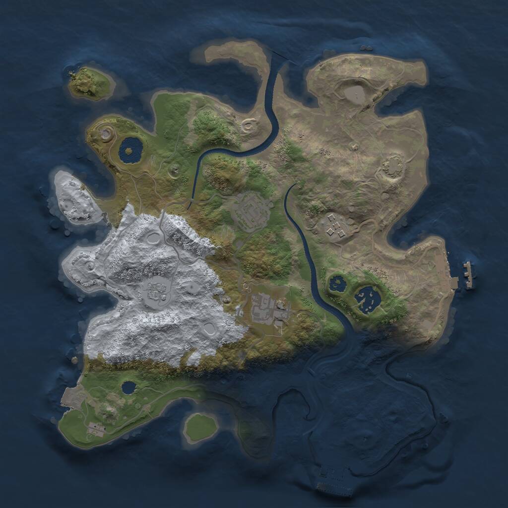 Rust Map: Procedural Map, Size: 3000, Seed: 97979, 9 Monuments