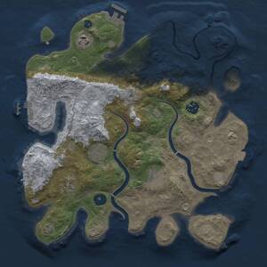 Thumbnail Rust Map: Procedural Map, Size: 3250, Seed: 1593242181, 11 Monuments
