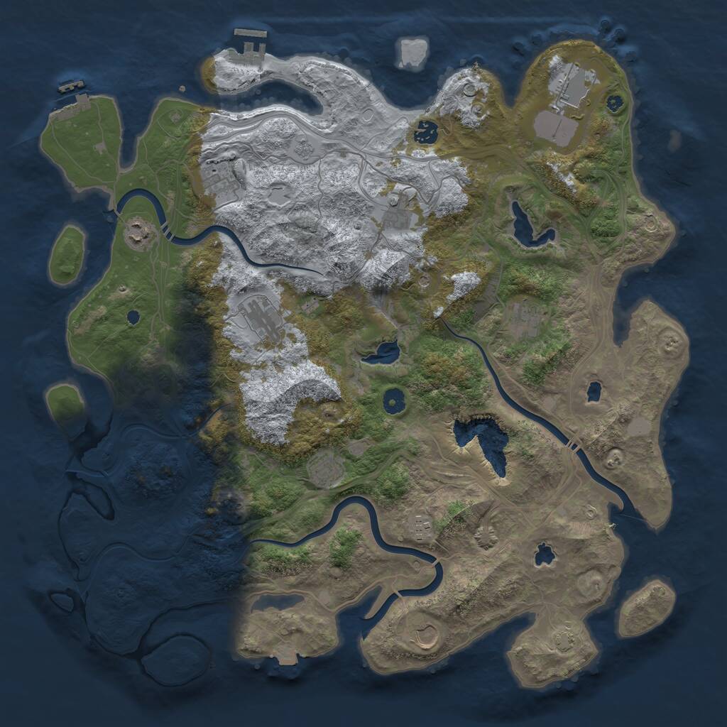 Rust Map: Procedural Map, Size: 4500, Seed: 518882827, 16 Monuments