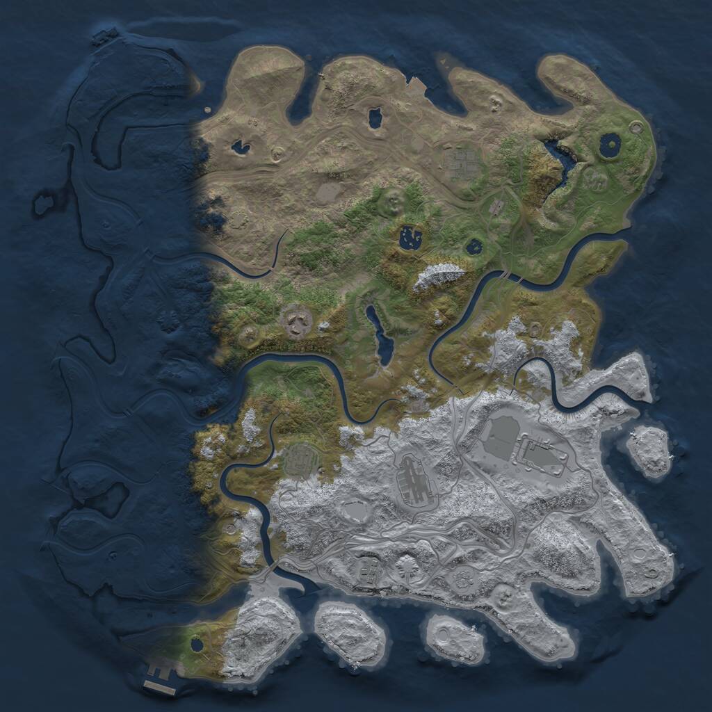 Rust Map: Procedural Map, Size: 4500, Seed: 962504411, 13 Monuments